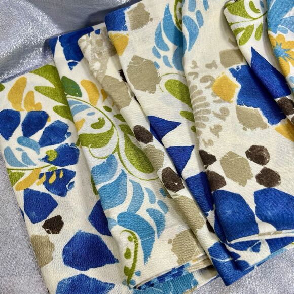 POTTERY BARN Linen Napkins 20x20 Floral Tropical Set of 12 - Picture 3 of 8